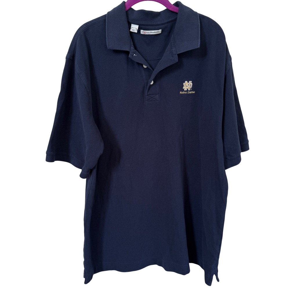 Cutter & Buck Notre Dame Polo Shirt Men XL Blue Embroidered NCAA Cotton Fan Gear